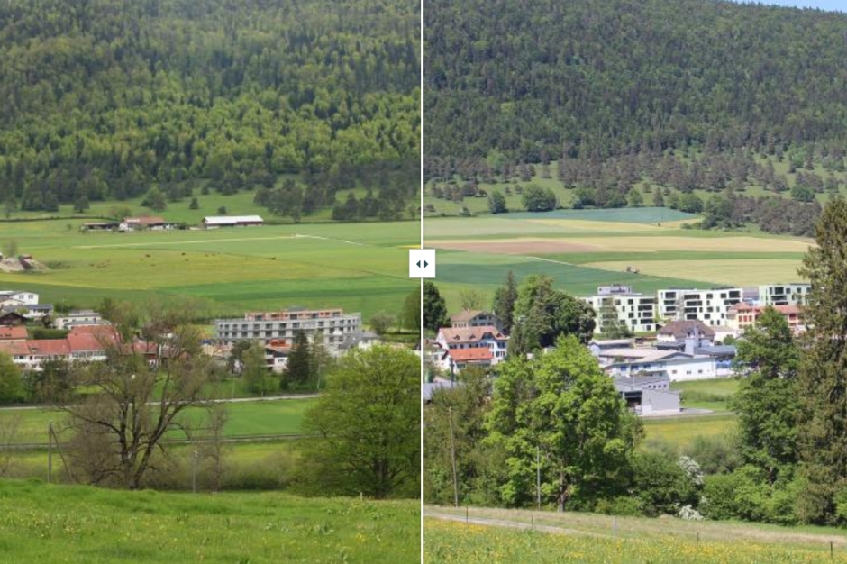 Blick auf das Dorf Corgémont