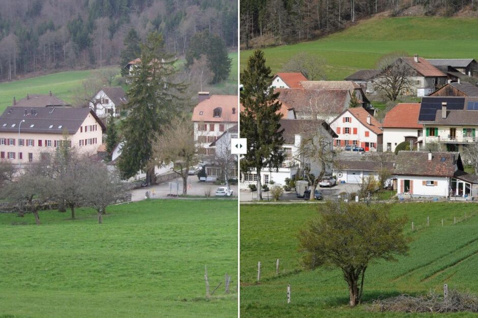 Blick auf das Dorf Enges